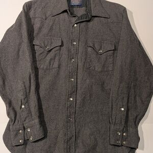 Vintage Pendleton Wool Western Snap Shirt Gray Womens Large USA